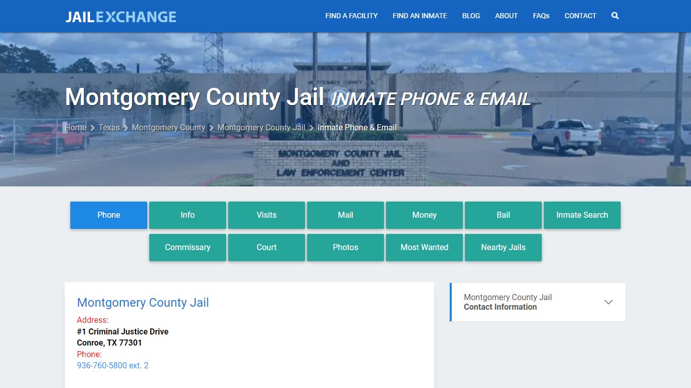 Inmate Phone - Montgomery County Jail, TX - Jail Exchange